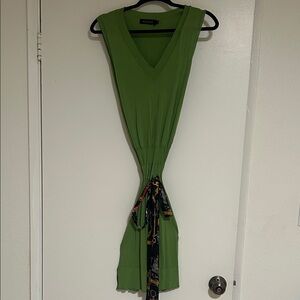 Green Sleeveless Dress with Belt